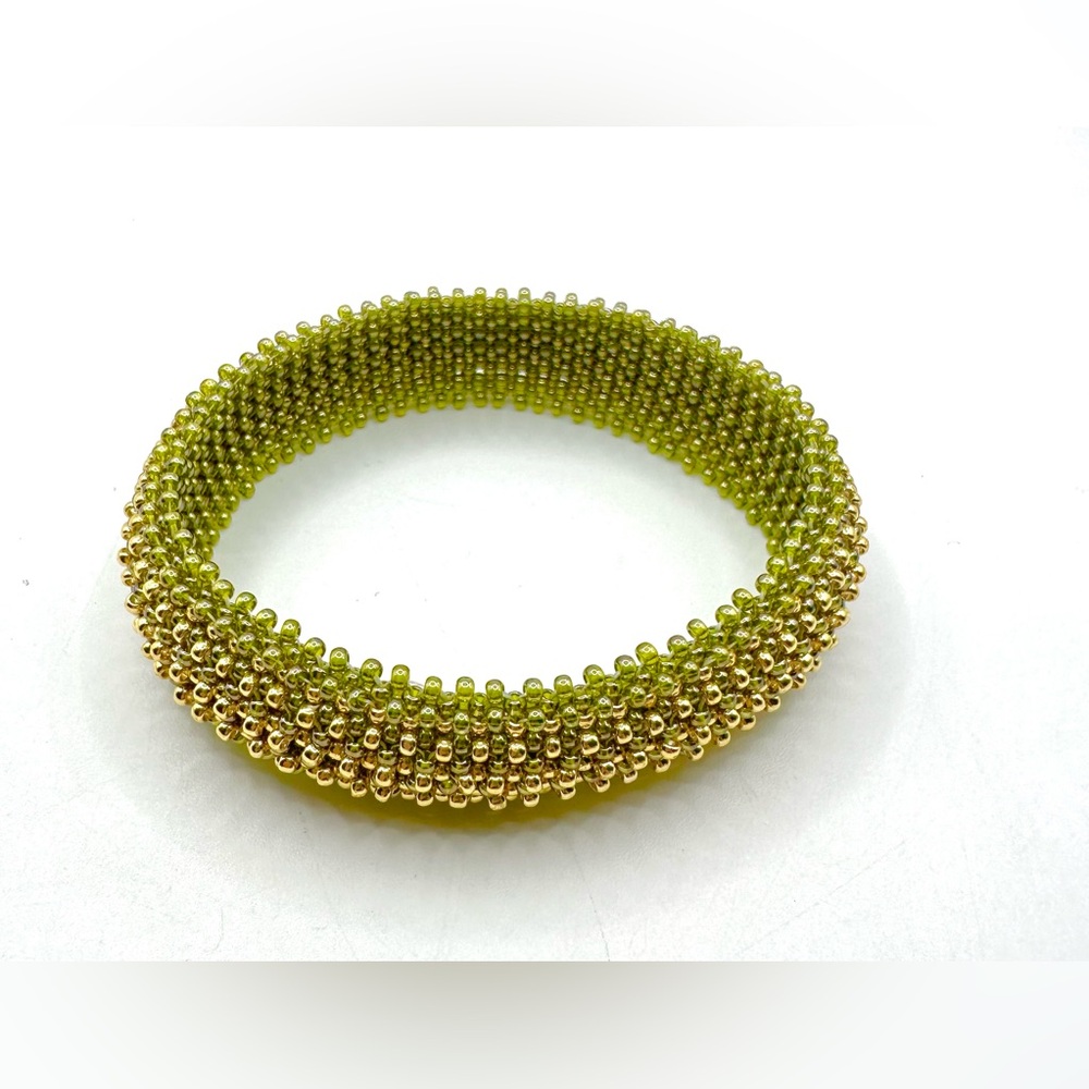 NWOT Elegant Gold & Green Beaded Bracelet, Excellent Condition, Handmade - Picture 2 of 5